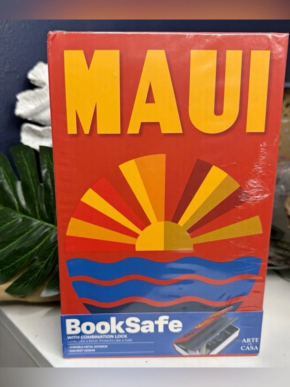 NEW! Arte de Casa MAUI BOOK BookSafe Portable Combination Lock Box Large Metal